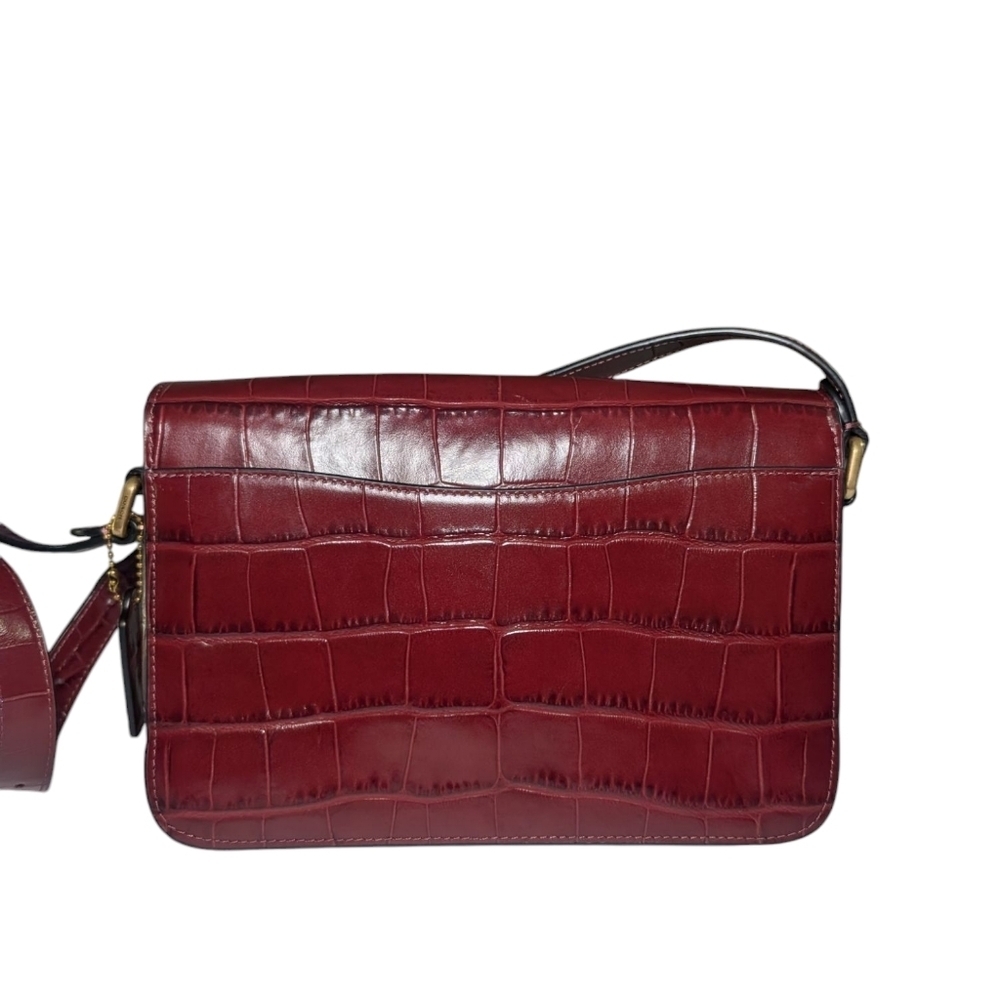 Coach Burgundy Croc-Embossed Leather Bag - Picture 5 of 12
